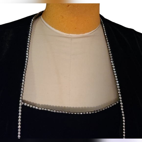 Vintage Set Another Thyme Black Velvet Embellished Dress w Jacket Sz 18 - Picture 3 of 11